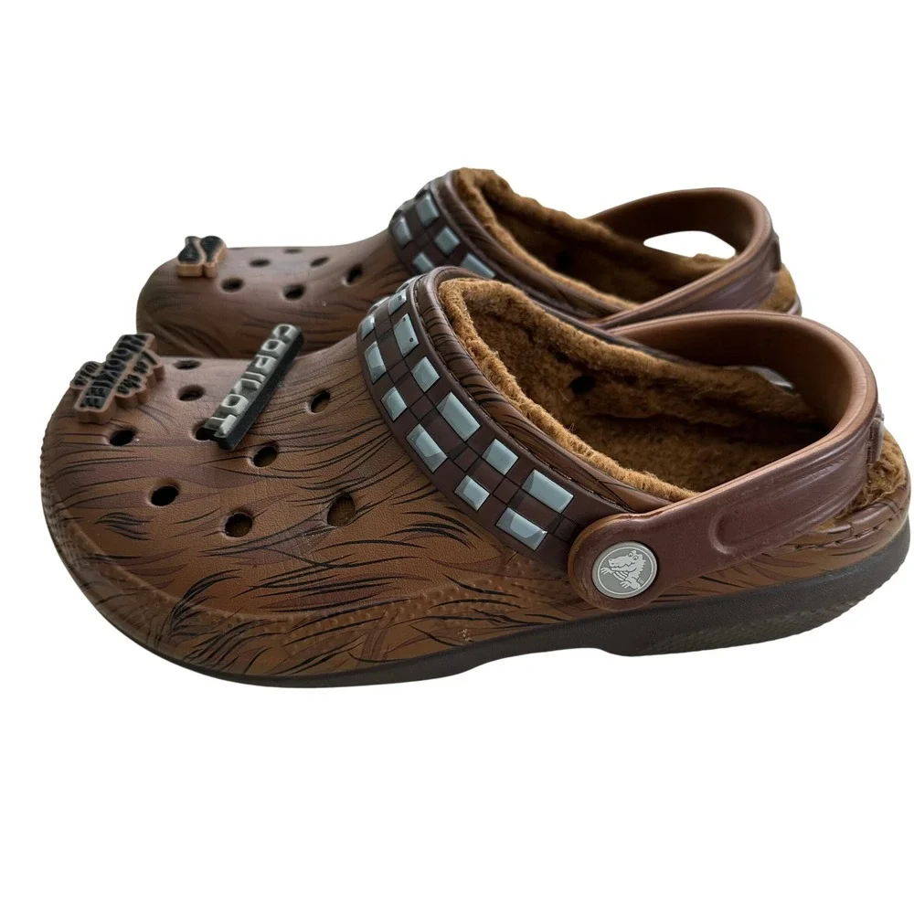 Crocs‎ x Star Wars Chewbacca Fuzz Lined Clogs Brown Men 4 Women 6 Jibbitz Charms